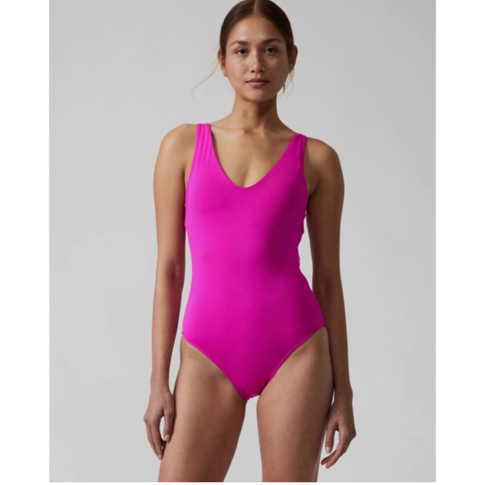 NWT Athleta Seychelles One Piece Swimsuit Fuchsia Pink Tall Long